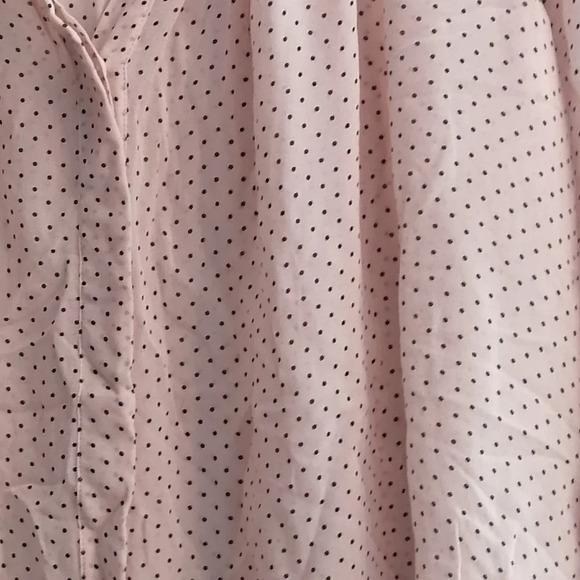 Club Monaco 100% Silk Semi Sheer Pink Black Polka Dot Button Up Blouse Small - Picture 9 of 14